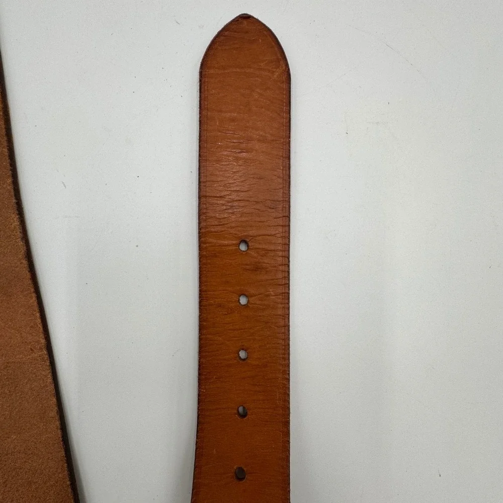 Safariland Leather Belt Solid Brass Removable Buckle Mens 34 Brown Western Vtg